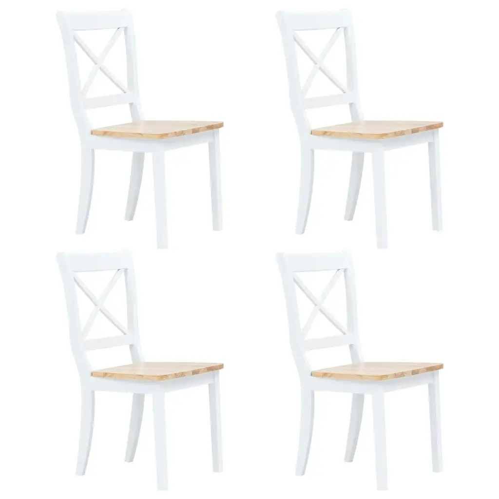 5 Piece Dining Set Solid Rubber Wood White and Brown 276870