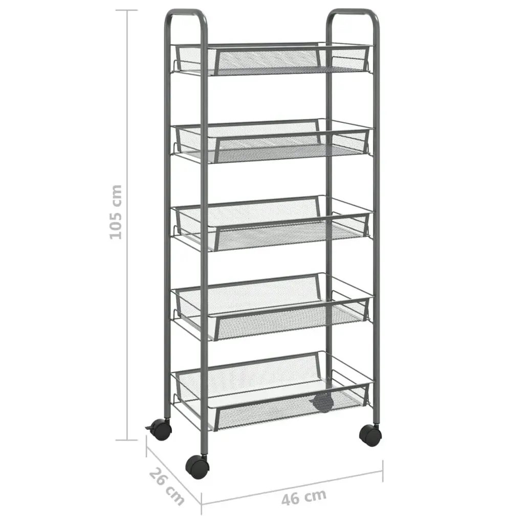 5-Tier Kitchen Trolley Grey 46x26x105 cm Iron 336330