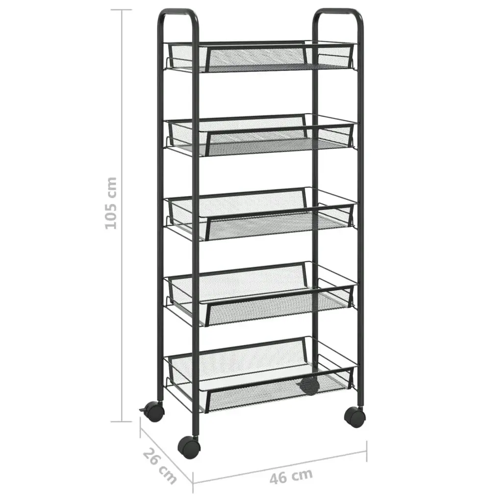 5-Tier Kitchen Trolley Black 46x26x105 cm Iron 336328