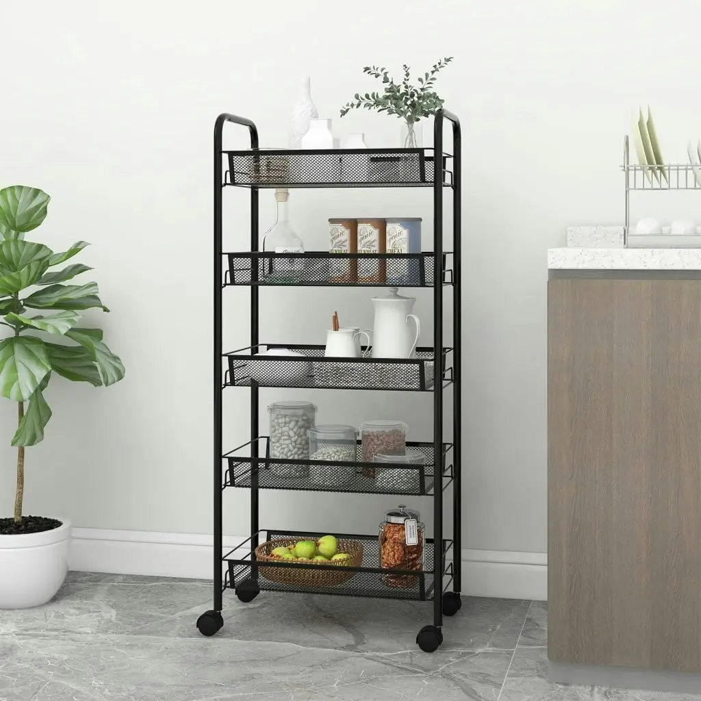 5-Tier Kitchen Trolley Black 46x26x105 cm Iron 336328