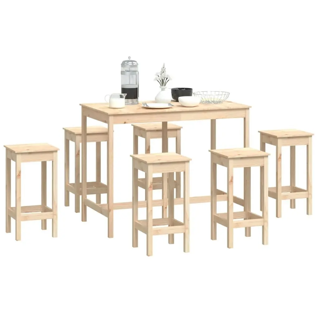 7 Piece Bar Set Solid Wood Pine 3124707