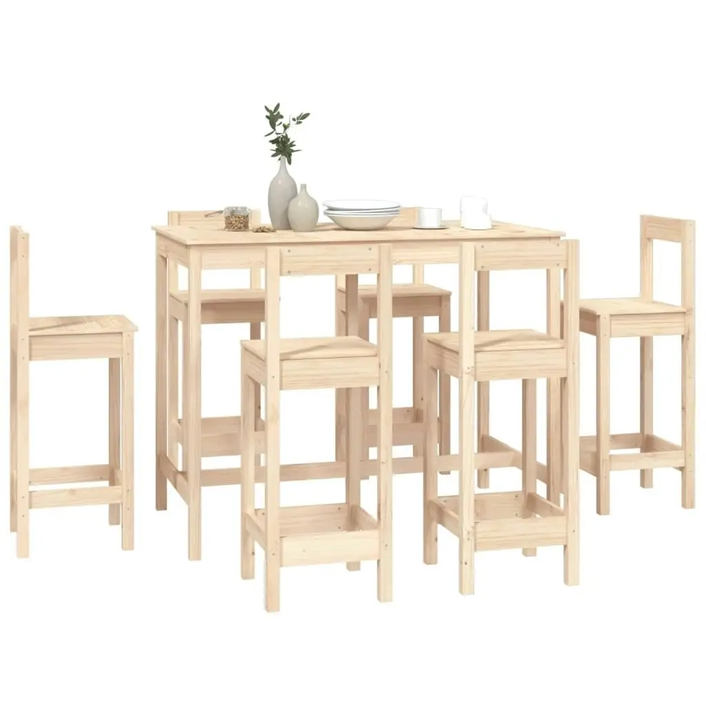 7 Piece Bar Set Solid Wood Pine 3124712