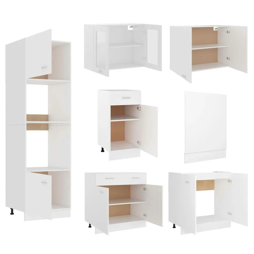 7 Piece Kitchen Cabinet Set White Engineered Wood 3067623