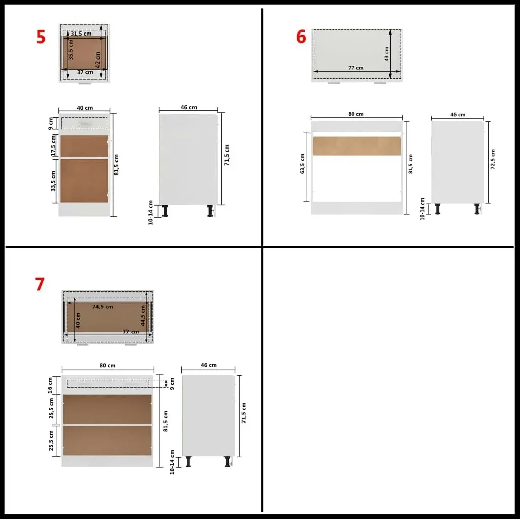 7 Piece Kitchen Cabinet Set White Engineered Wood 3067623