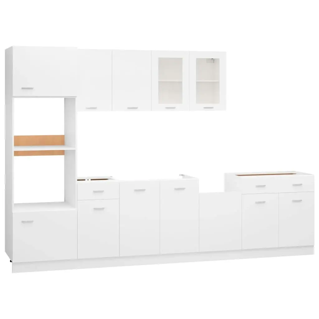 7 Piece Kitchen Cabinet Set White Engineered Wood 3067623