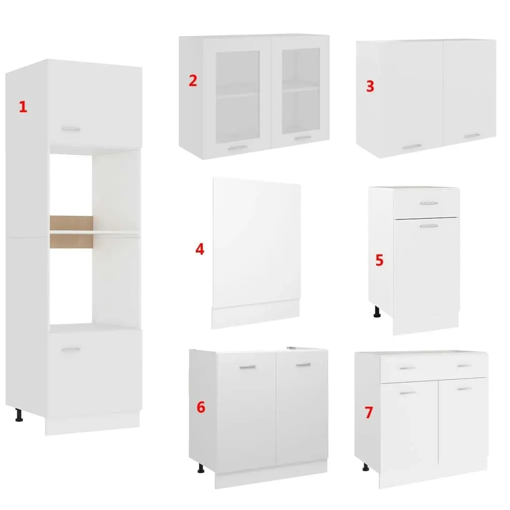 7 Piece Kitchen Cabinet Set White Engineered Wood 3067623