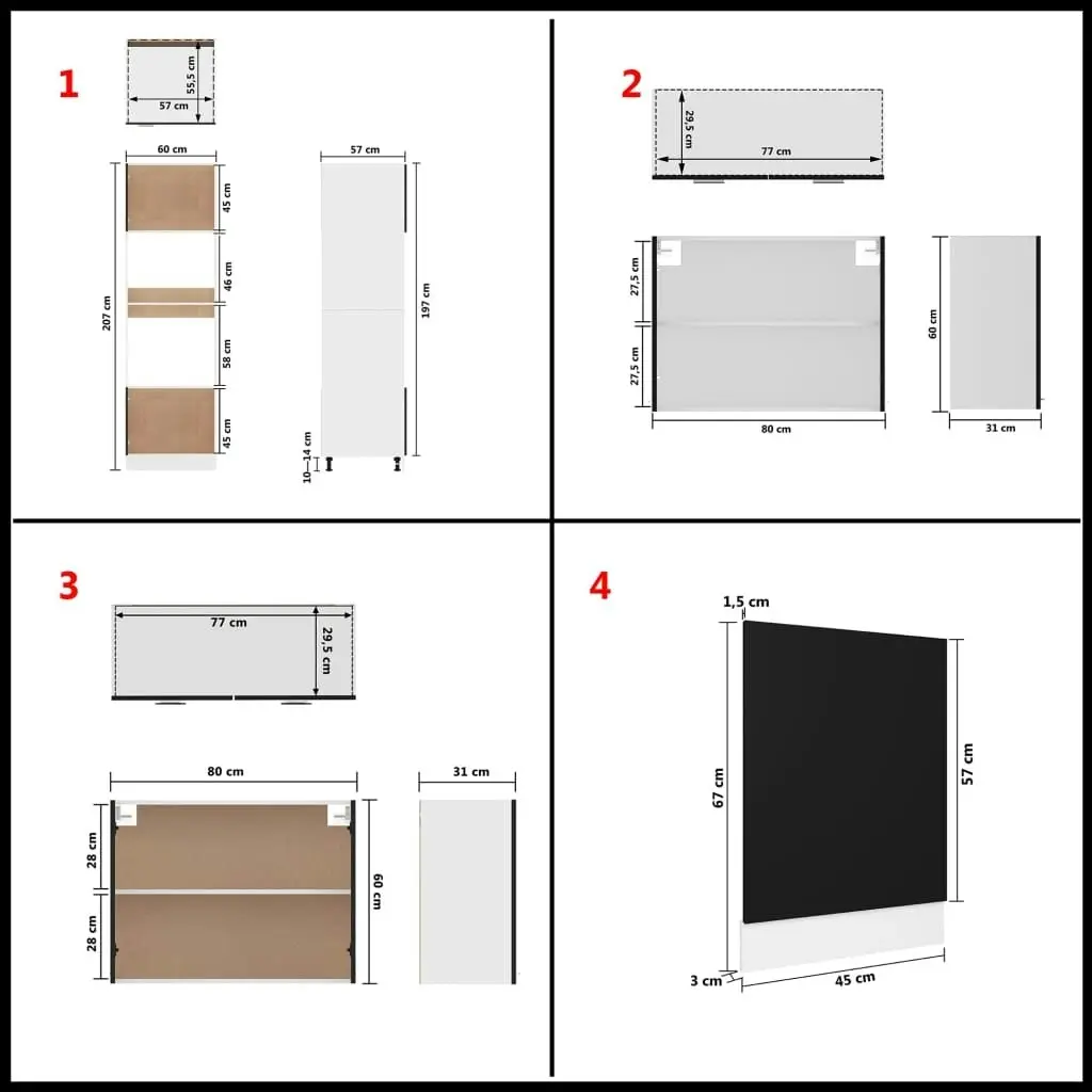 7 Piece Kitchen Cabinet Set Black Engineered Wood 3067624