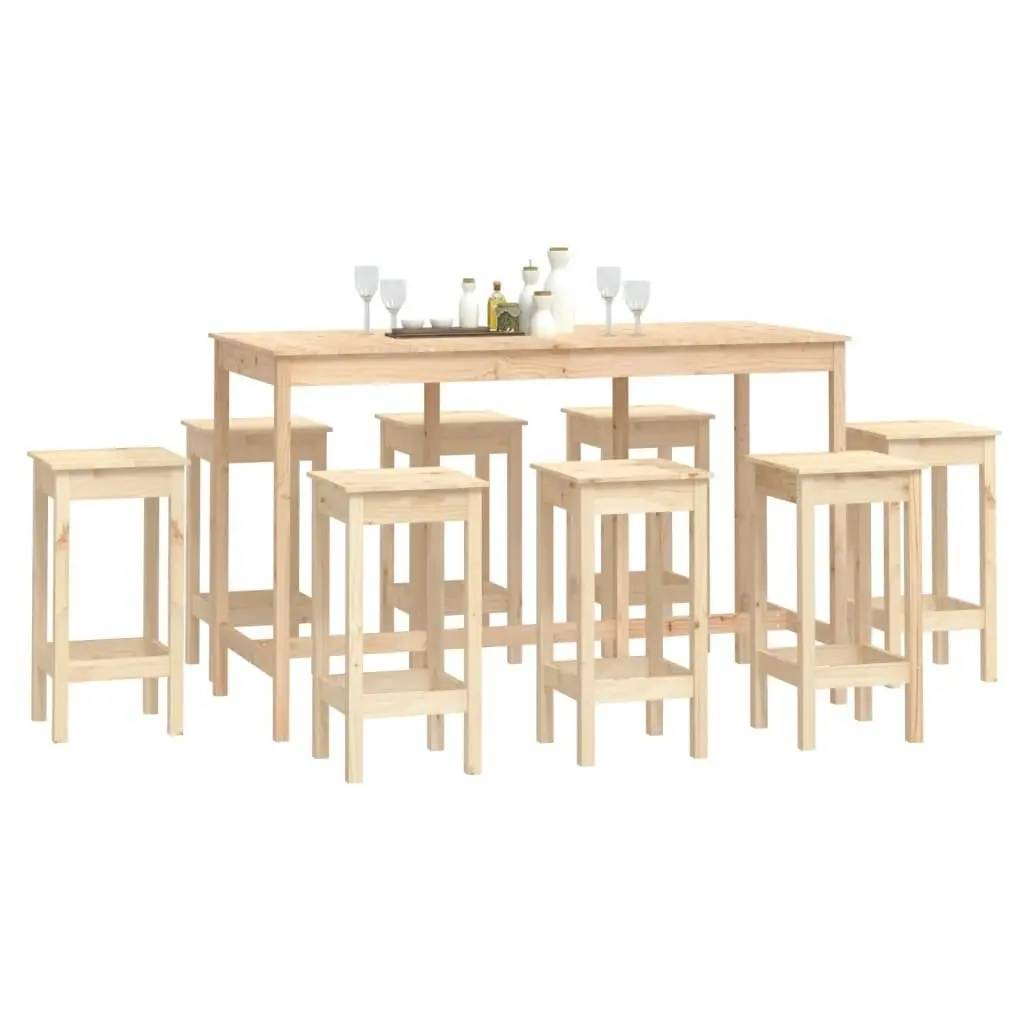 9 Piece Bar Set Solid Wood Pine 3124717