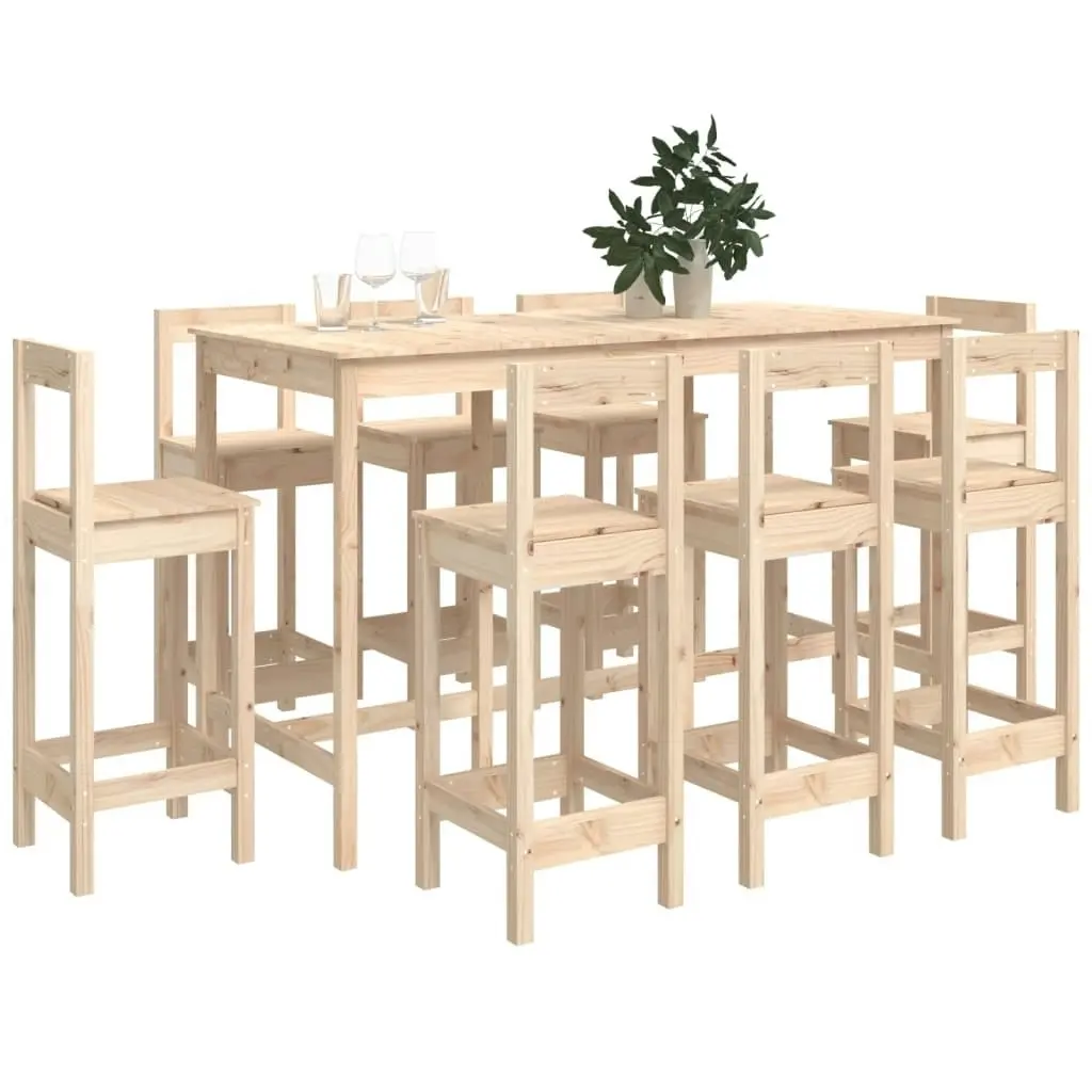 9 Piece Bar Set Solid Wood Pine 3124722