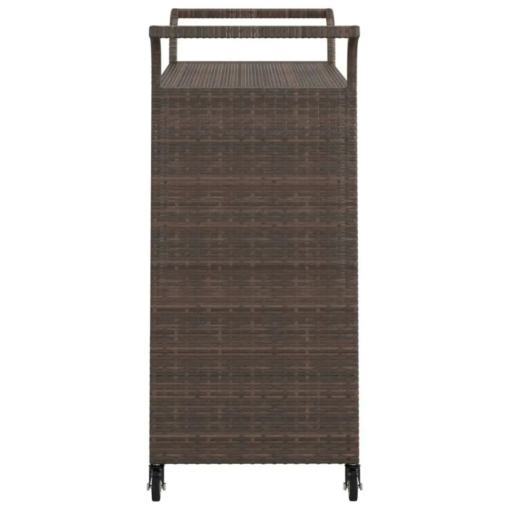 Bar Cart with Drawer Brown 100x45x97 cm Poly Rattan 316662