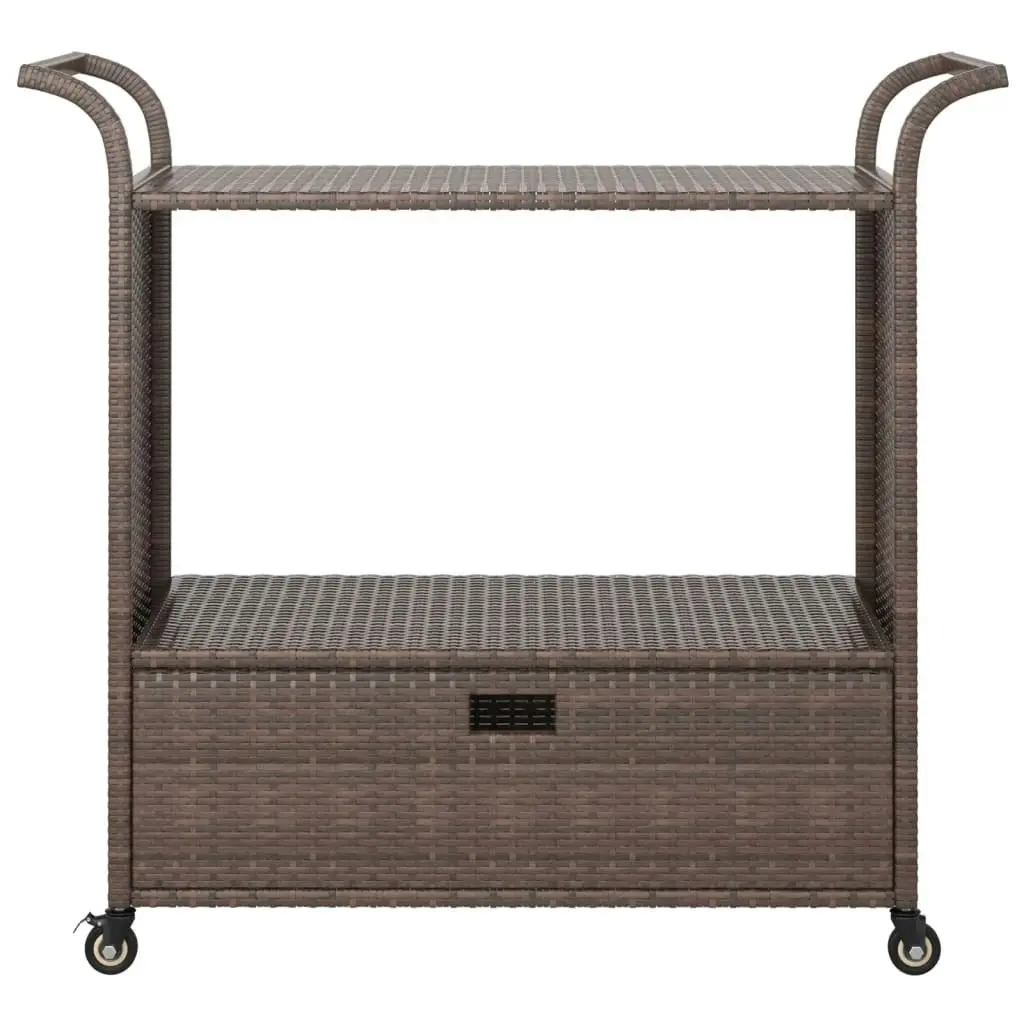 Bar Cart with Drawer Brown 100x45x97 cm Poly Rattan 316662