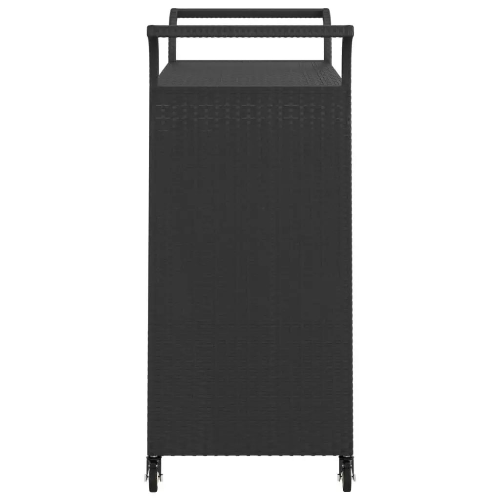 Bar Cart with Drawer Black 100x45x97 cm Poly Rattan 316663