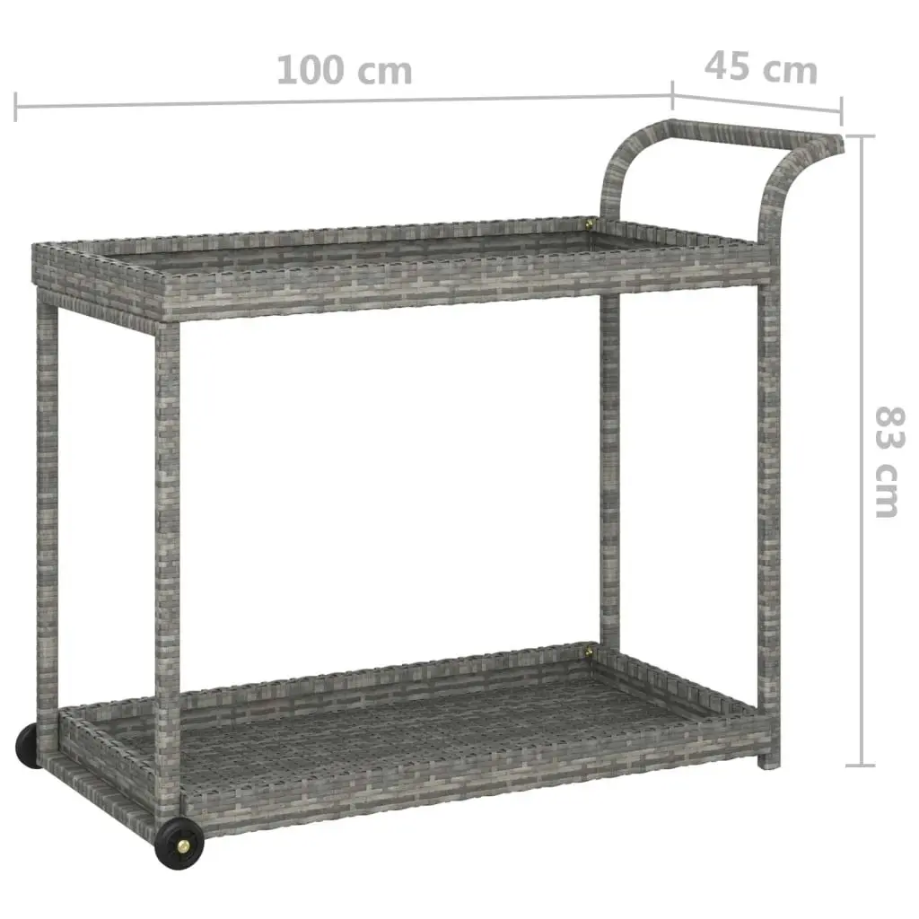 Bar Cart Grey 100x45x83 cm Poly Rattan 316667