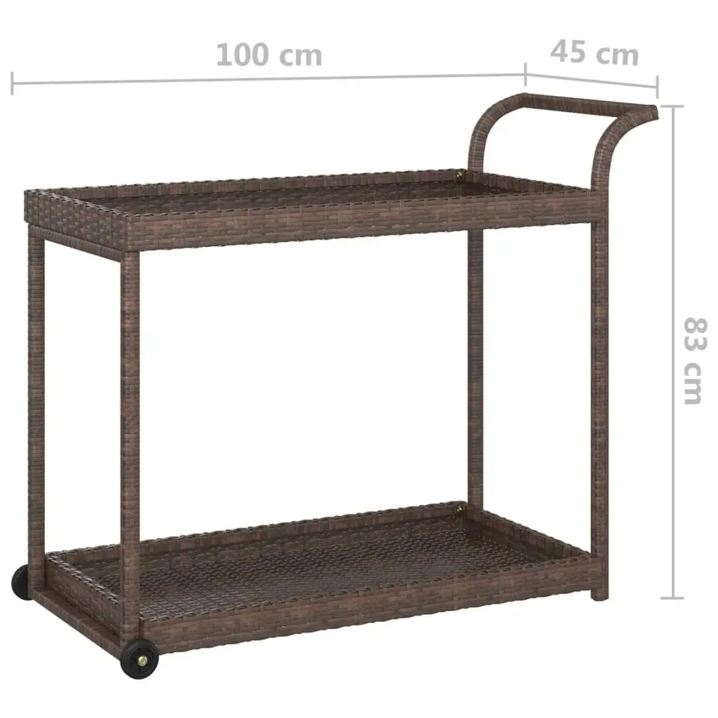 Bar Cart Brown 100x45x83 cm Poly Rattan 316665