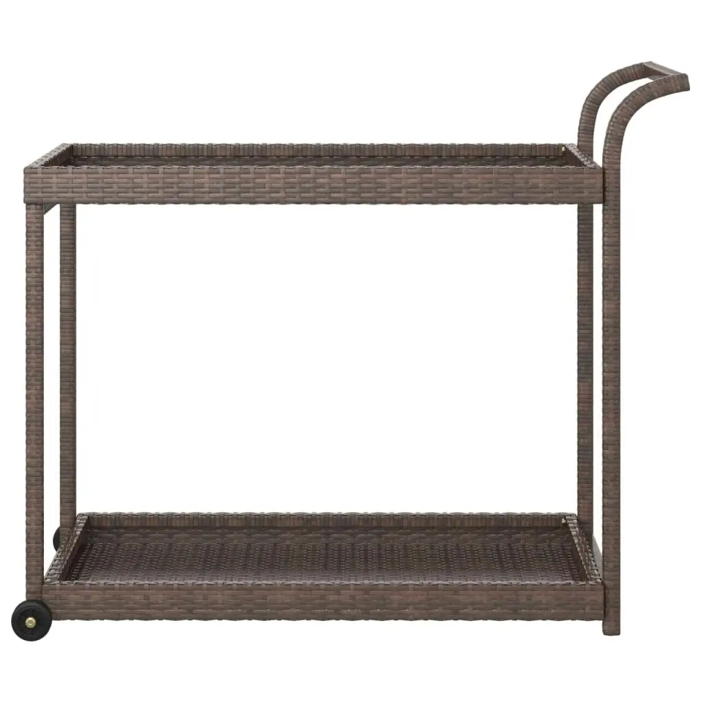 Bar Cart Brown 100x45x83 cm Poly Rattan 316665