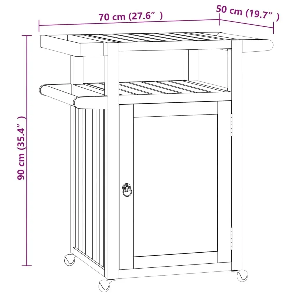 Bar Cart 70x50x90 cm Solid Wood Teak 340763