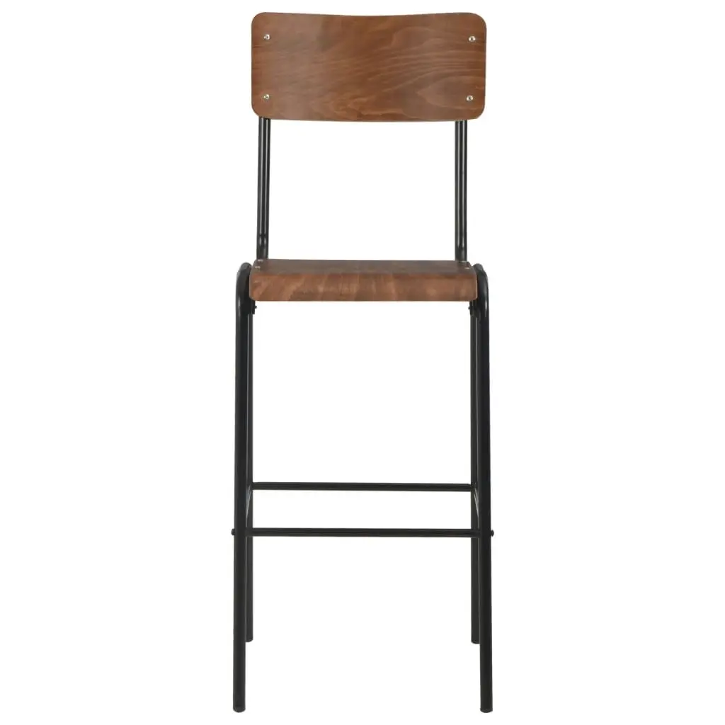 Bar Chairs 2 pcs Brown Solid Plywood Steel 280079