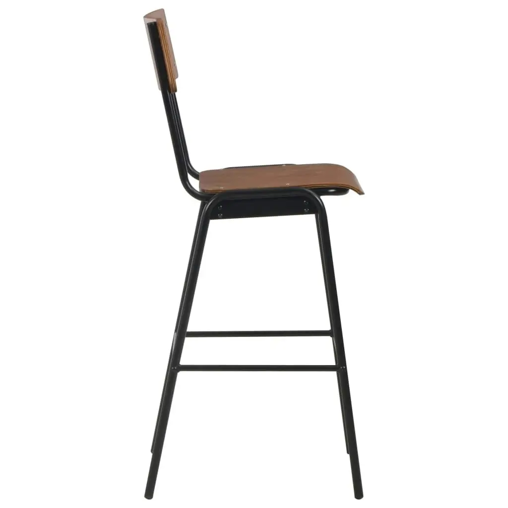 Bar Chairs 2 pcs Brown Solid Plywood Steel 280079