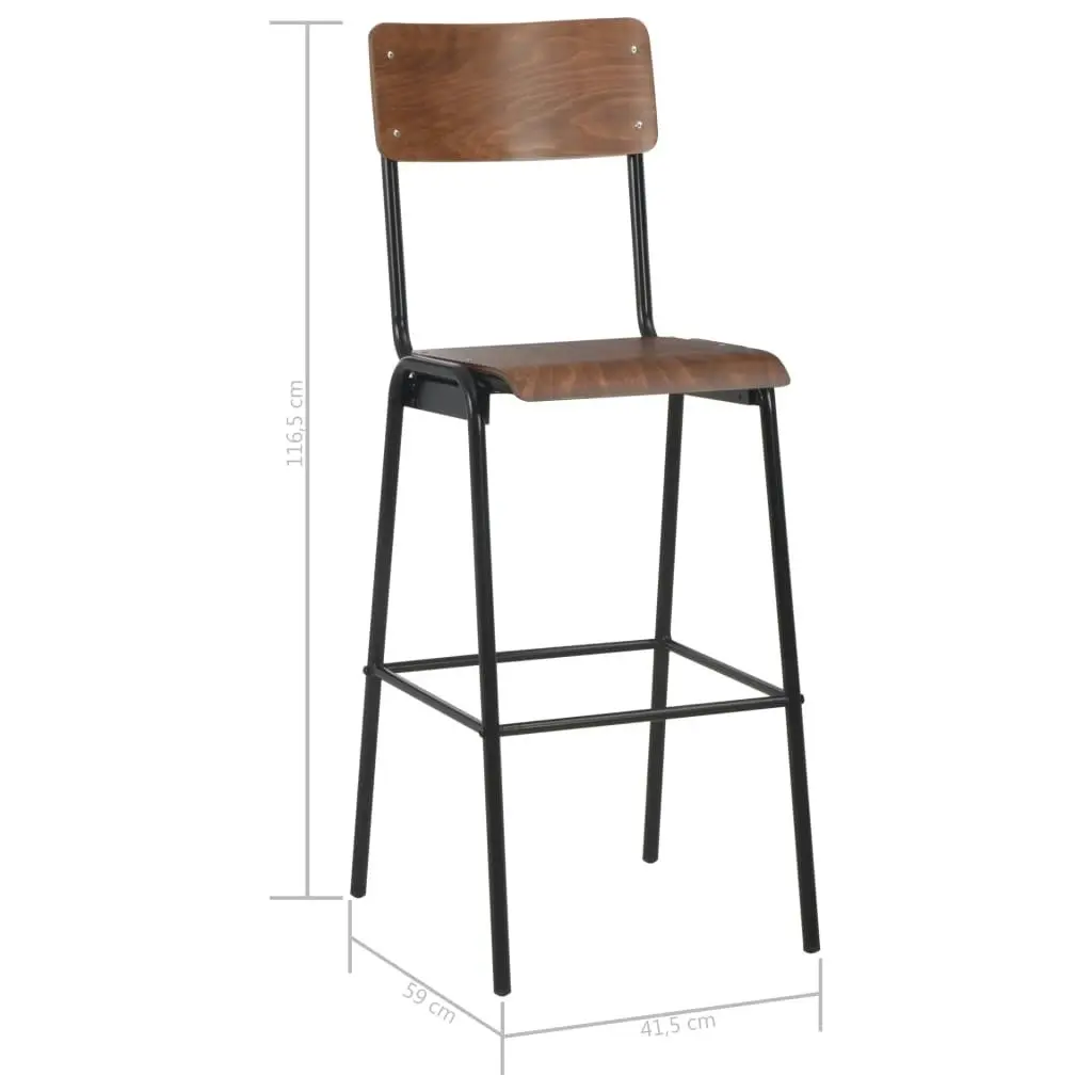 Bar Chairs 2 pcs Brown Solid Plywood Steel 280079