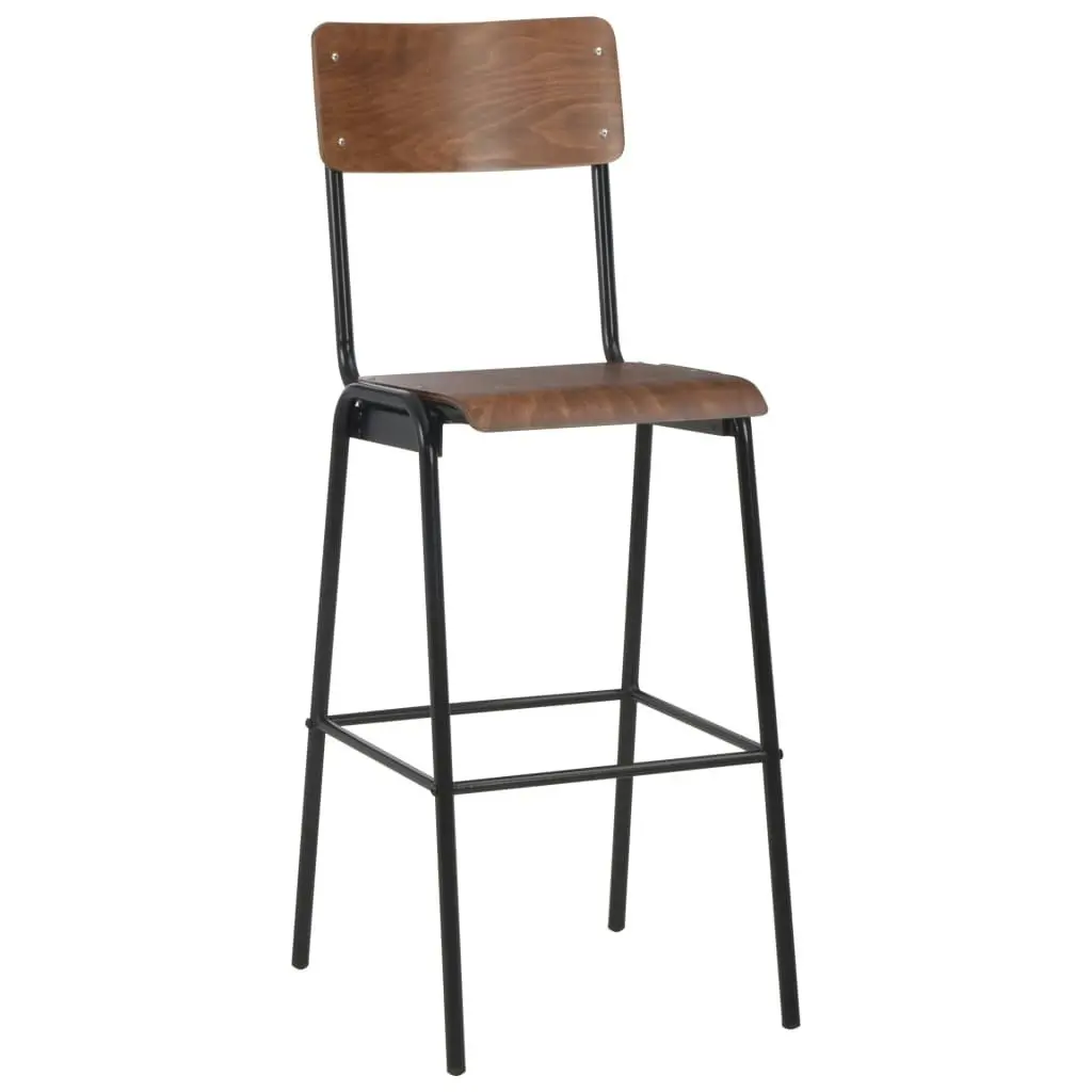 Bar Chairs 2 pcs Brown Solid Plywood Steel 280079