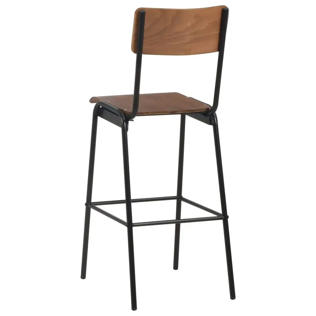 Bar Chairs 2 pcs Brown Solid Plywood Steel 280079