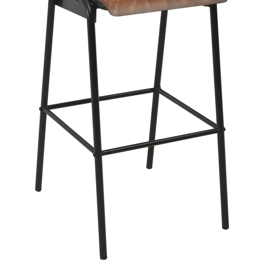 Bar Chairs 2 pcs Brown Solid Plywood Steel 280079