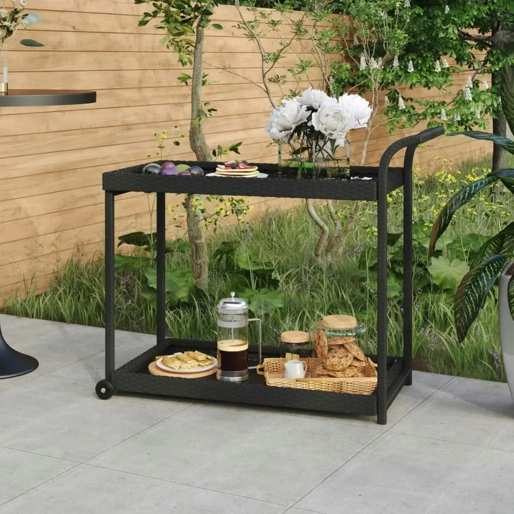 Bar Cart Black 100x45x83 cm Poly Rattan 316666