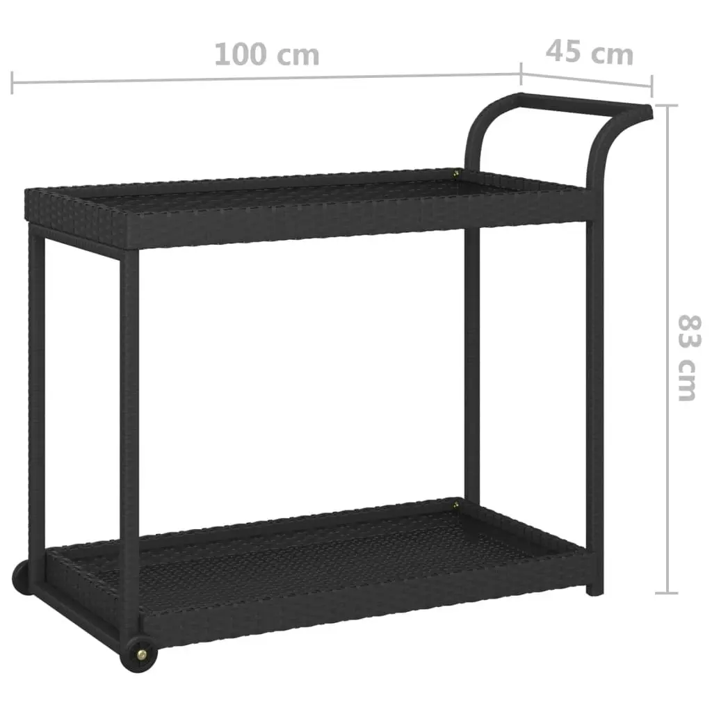 Bar Cart Black 100x45x83 cm Poly Rattan 316666