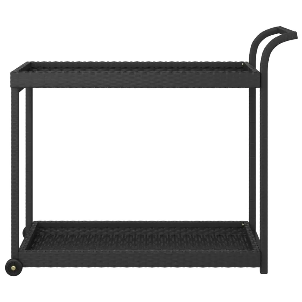 Bar Cart Black 100x45x83 cm Poly Rattan 316666