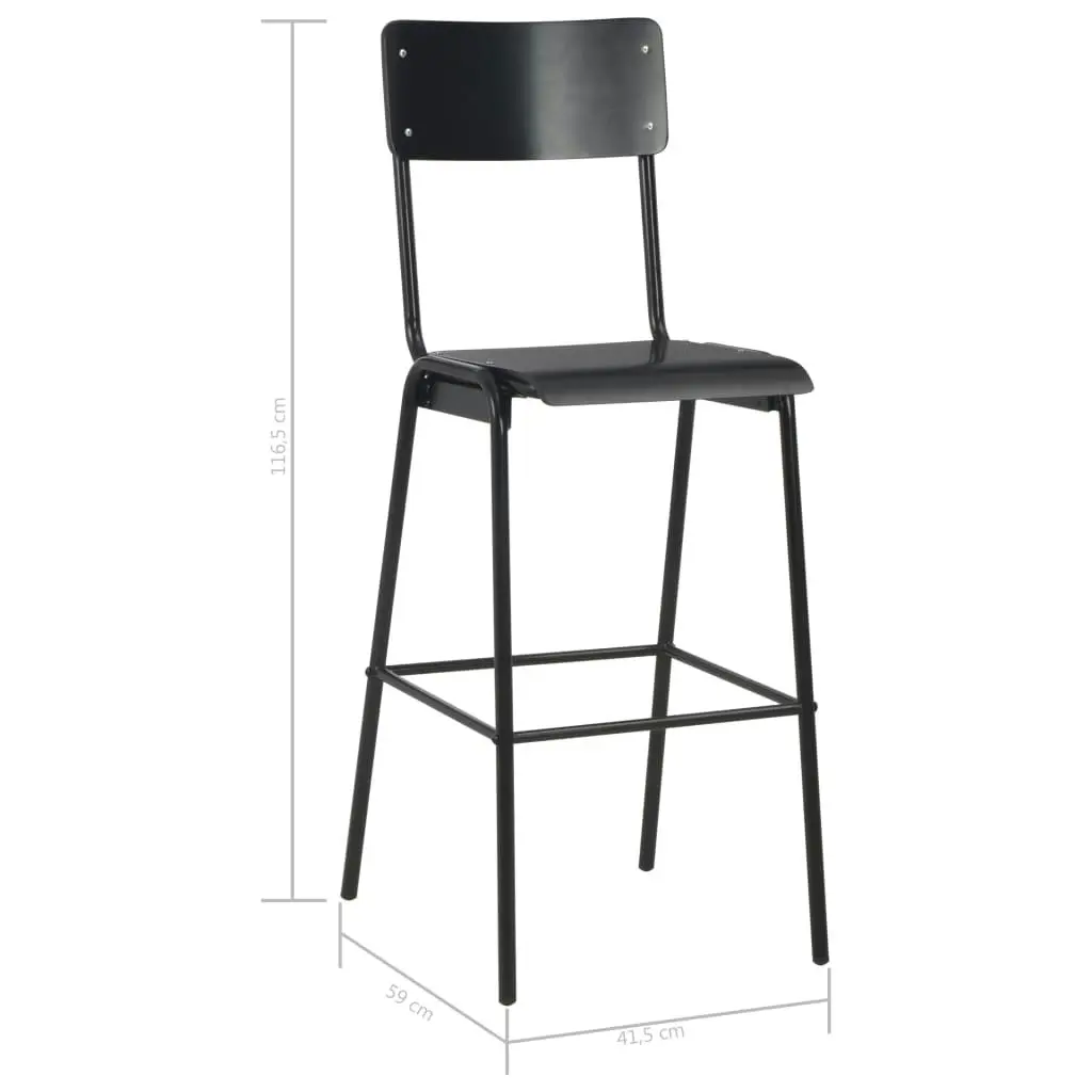 Bar Chairs 2 pcs Black Solid Plywood Steel 280081