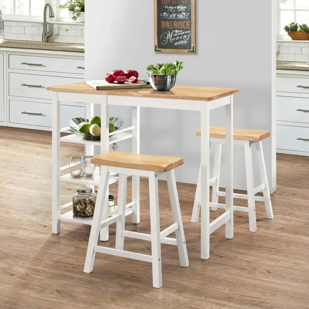 Bar Set 3 Pieces MDF White 245364