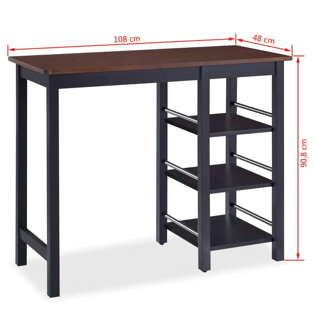 Bar Set 3 Pieces MDF Black 245363