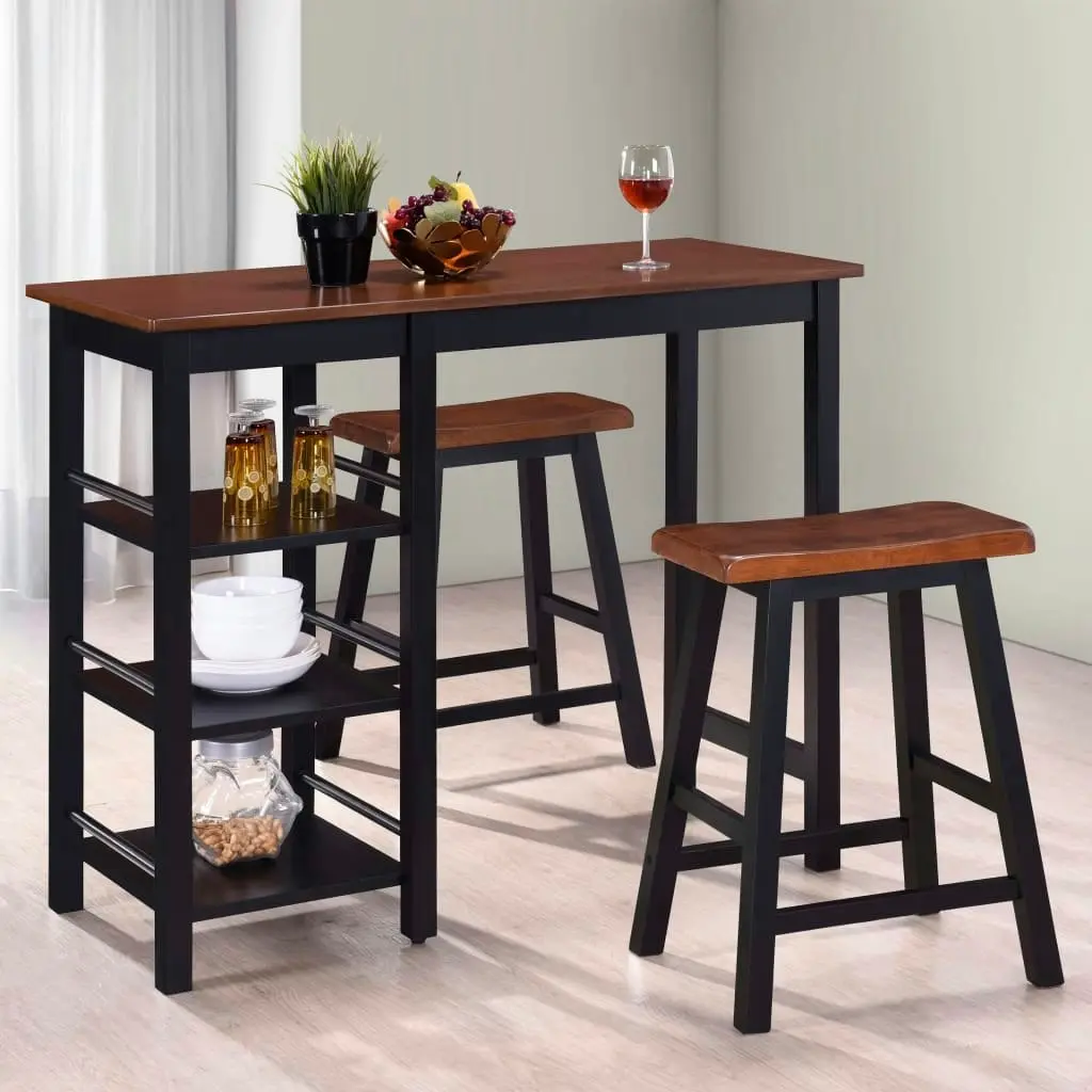 Bar Set 3 Pieces MDF Black 245363