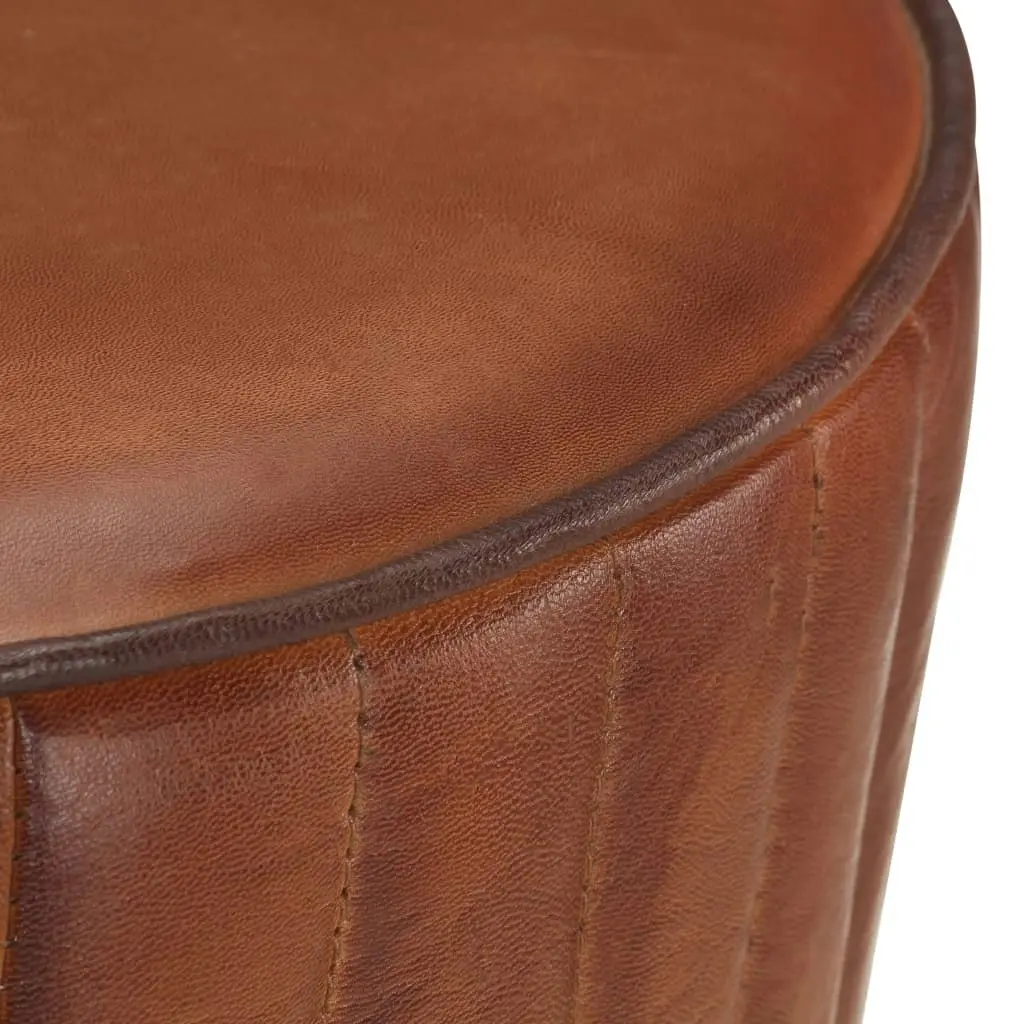 Bar Stool Brown Real Leather 321871