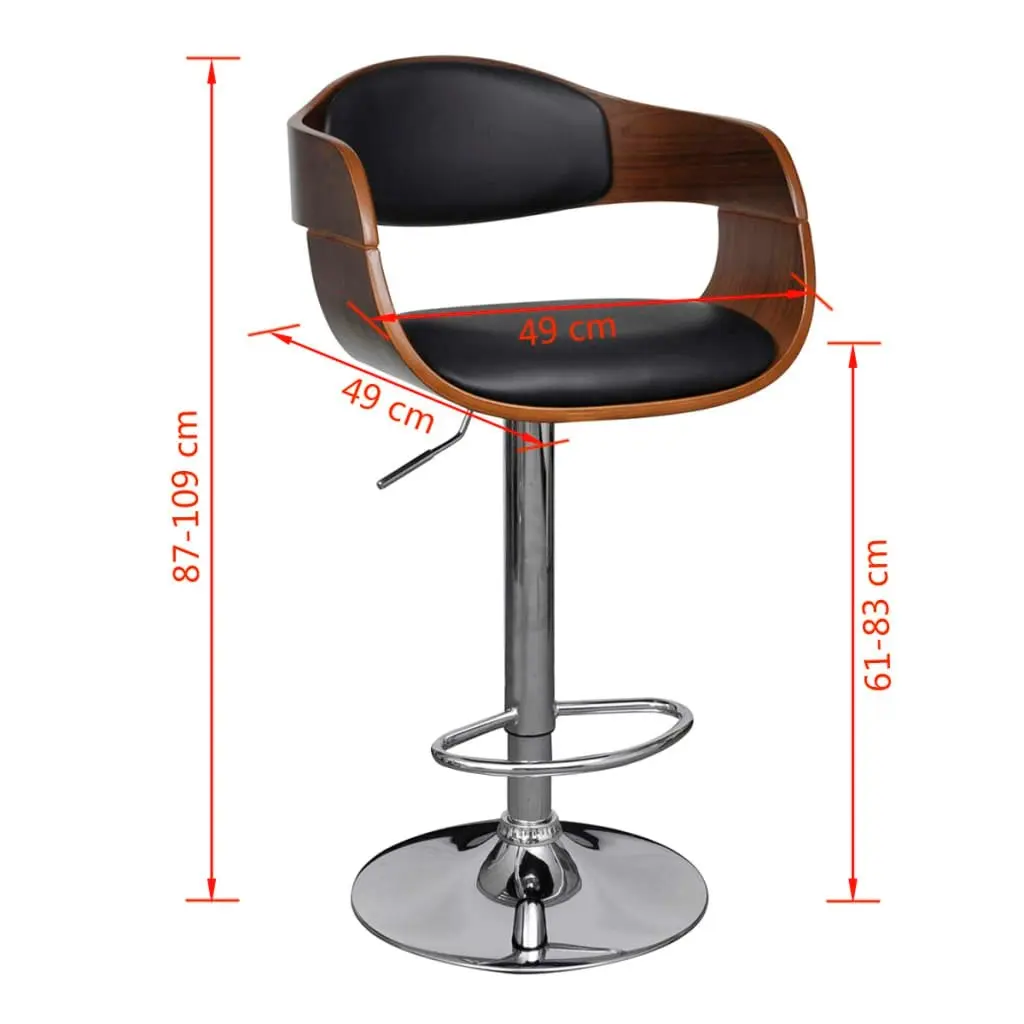 Bar Stool Bent Wood and Faux Leather 241053