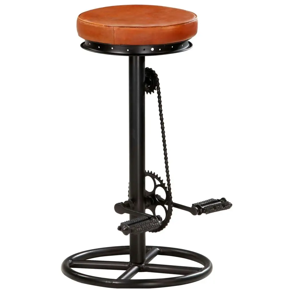 Bar Stools 2 pcs Black and Brown Real Goat Leather 286967