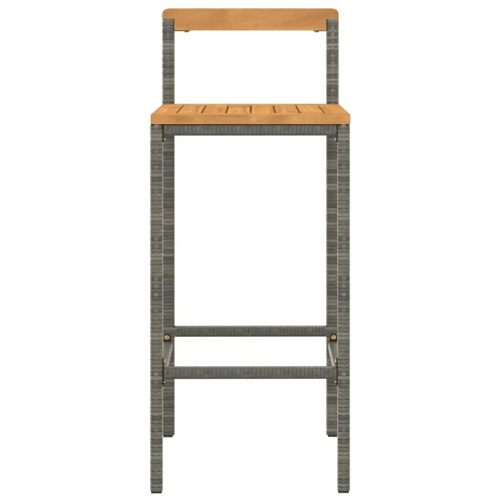 Bar Stools 2 pcs Grey Poly Rattan and Solid Wood Acacia 362607