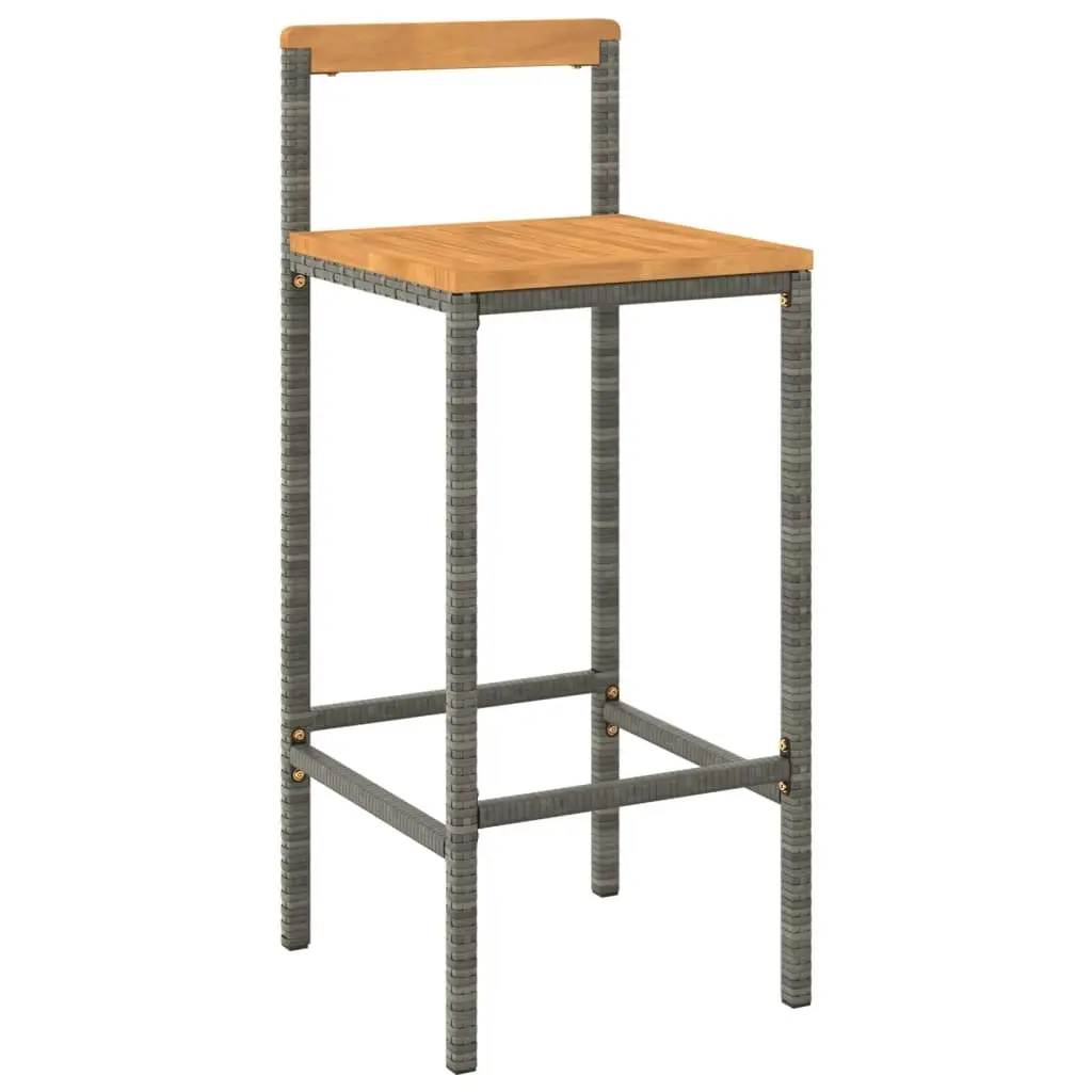 Bar Stools 2 pcs Grey Poly Rattan and Solid Wood Acacia 362607