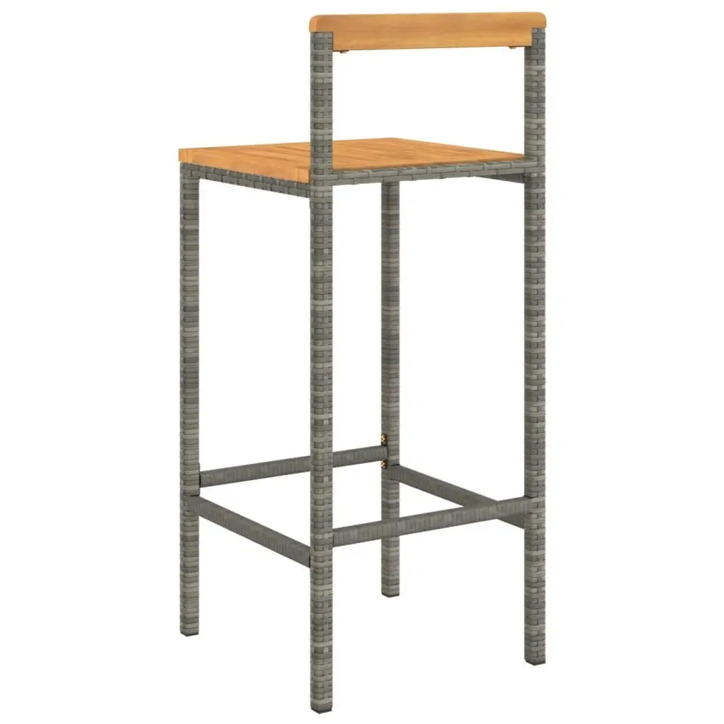 Bar Stools 2 pcs Grey Poly Rattan and Solid Wood Acacia 362607