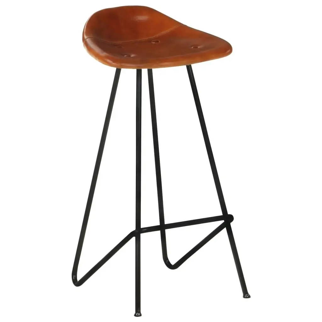 Bar Stools 2 pcs Brown Real Leather 320643