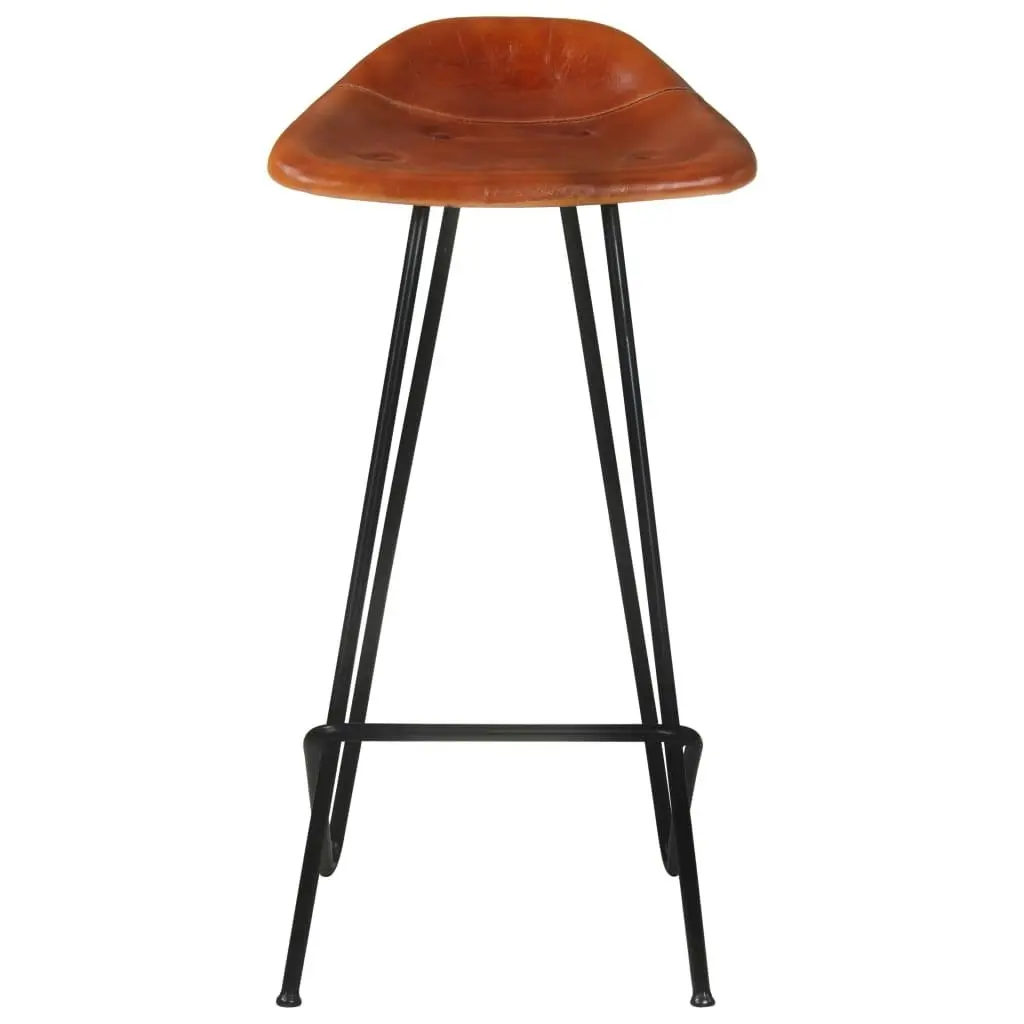 Bar Stools 2 pcs Brown Real Leather 320643