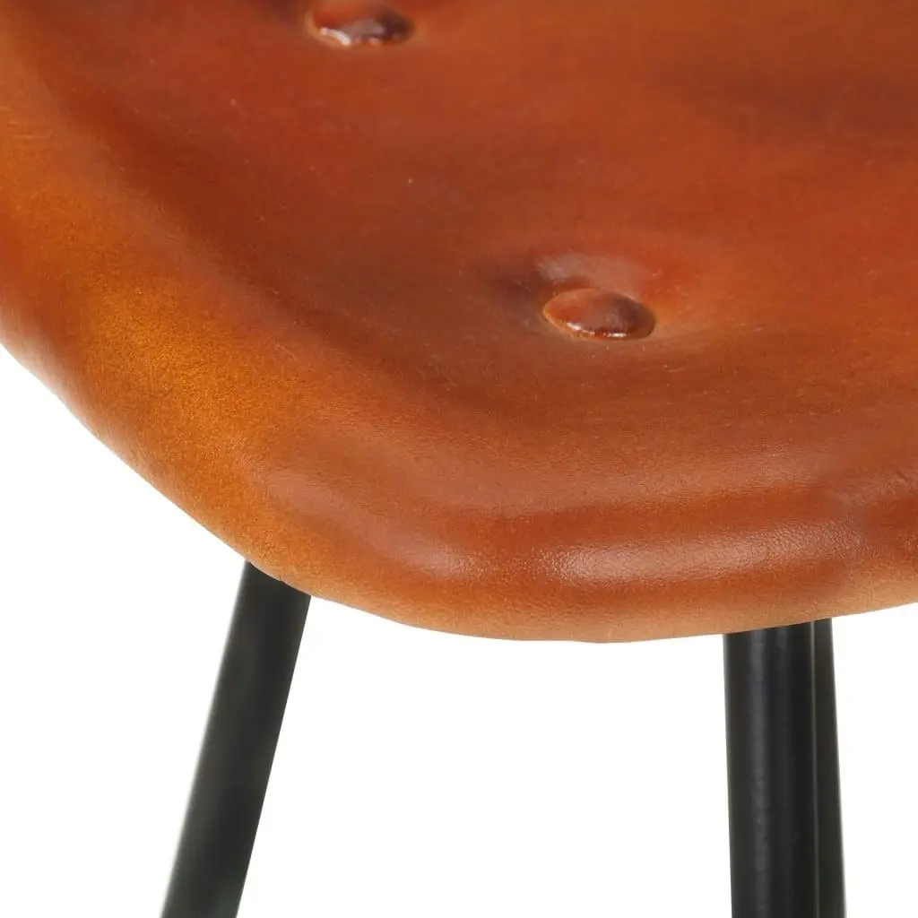 Bar Stools 2 pcs Brown Real Leather 320643