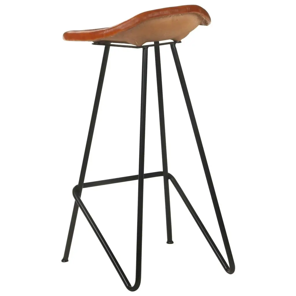 Bar Stools 2 pcs Brown Real Leather 320643