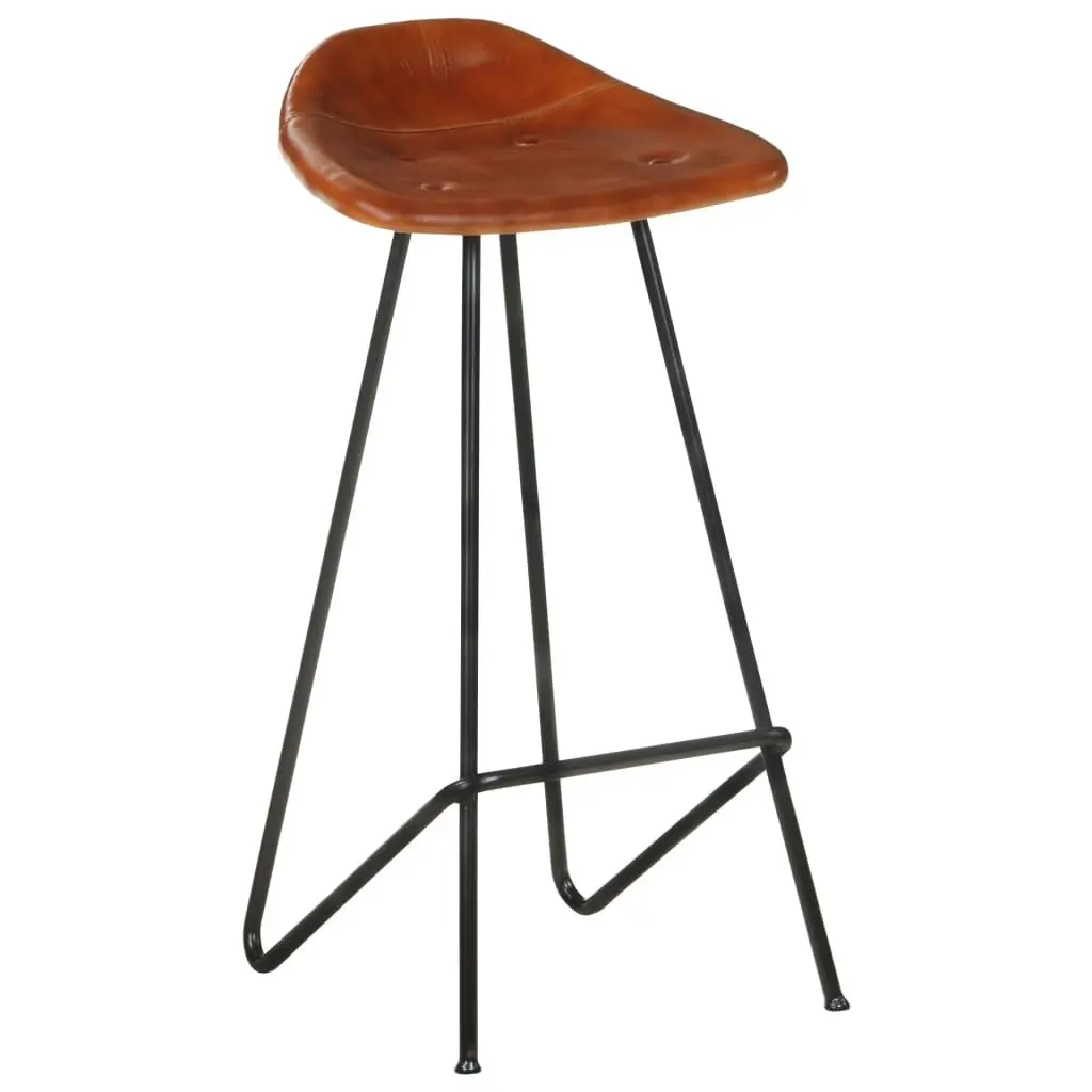 Bar Stools 2 pcs Brown Real Leather 320643