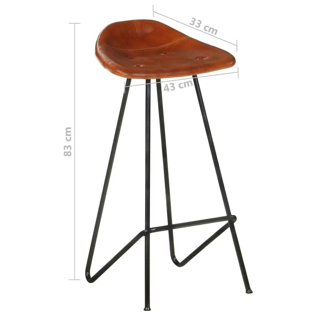 Bar Stools 2 pcs Brown Real Leather 320643