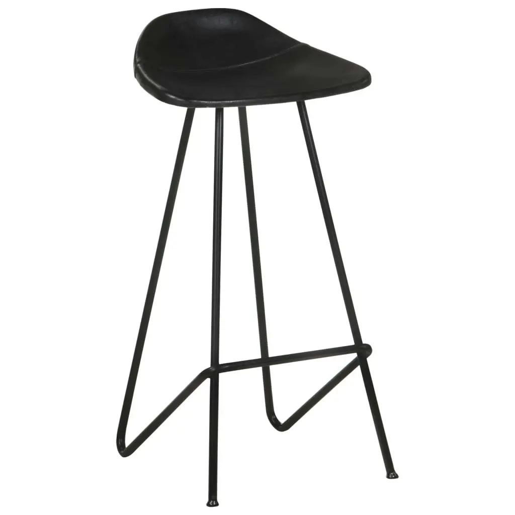 Bar Stools 2 pcs Black Real Leather 320641