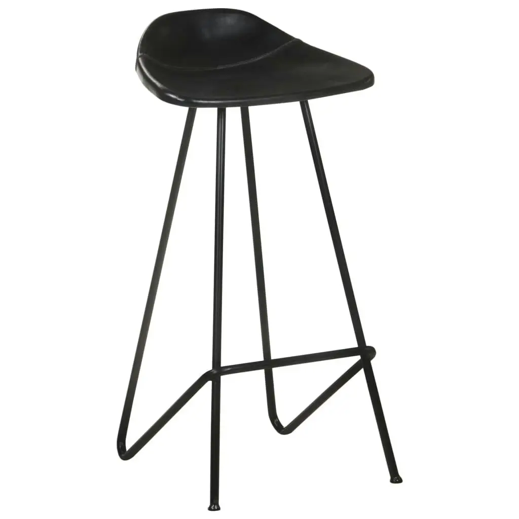 Bar Stools 2 pcs Black Real Leather 320641