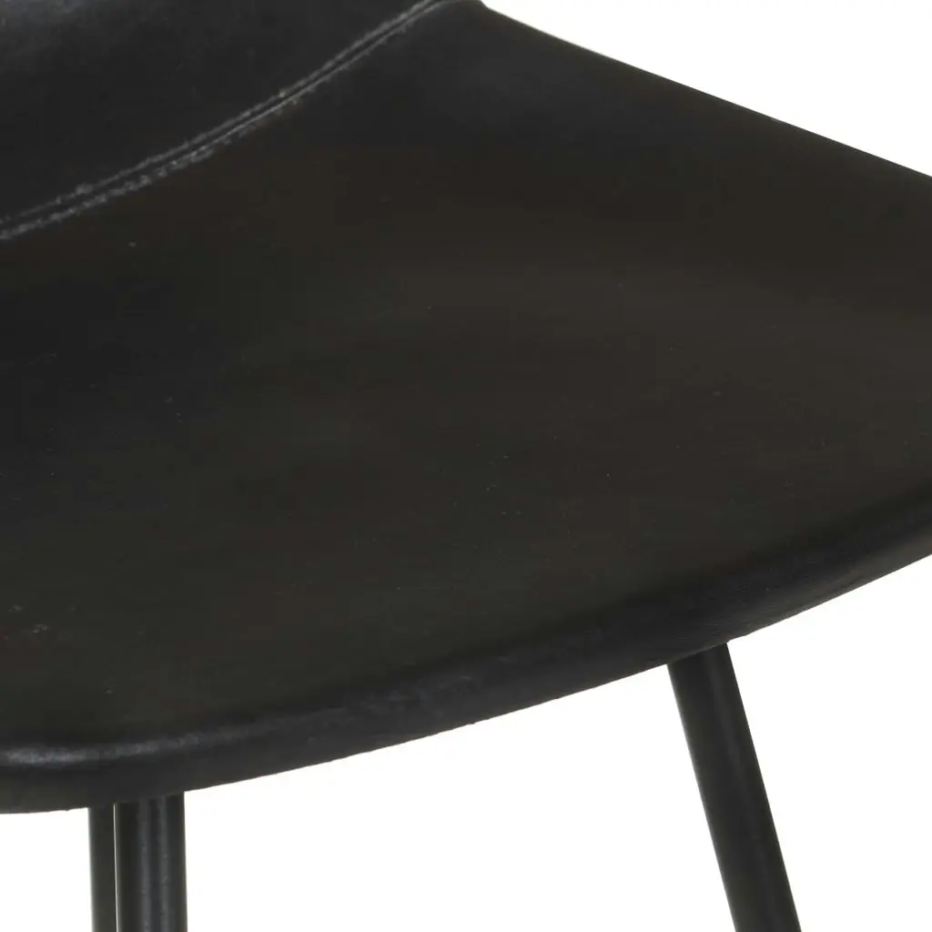 Bar Stools 2 pcs Black Real Leather 320641