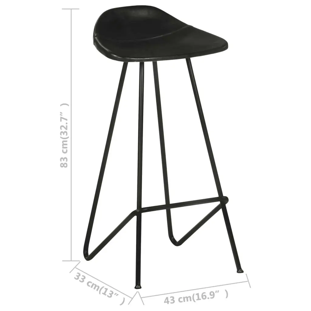 Bar Stools 2 pcs Black Real Leather 320641