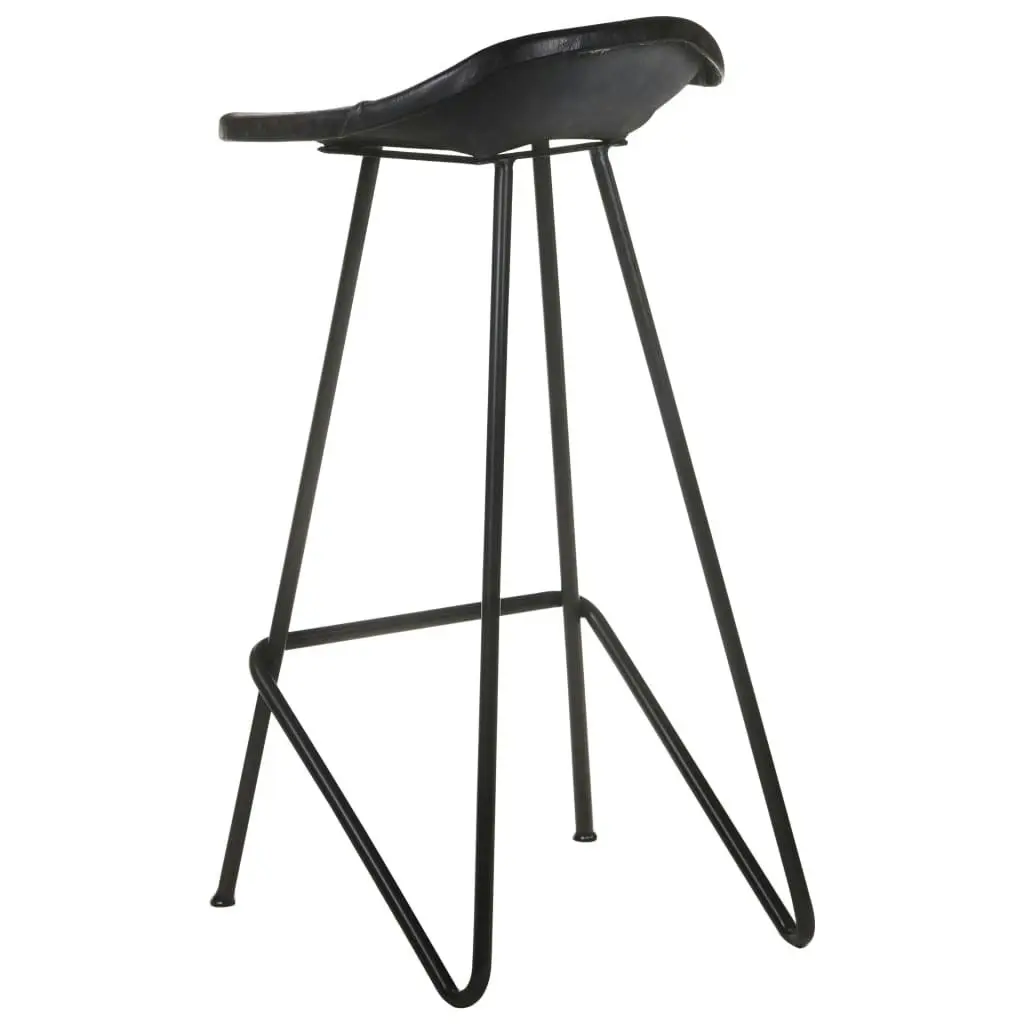 Bar Stools 2 pcs Black Real Leather 320641